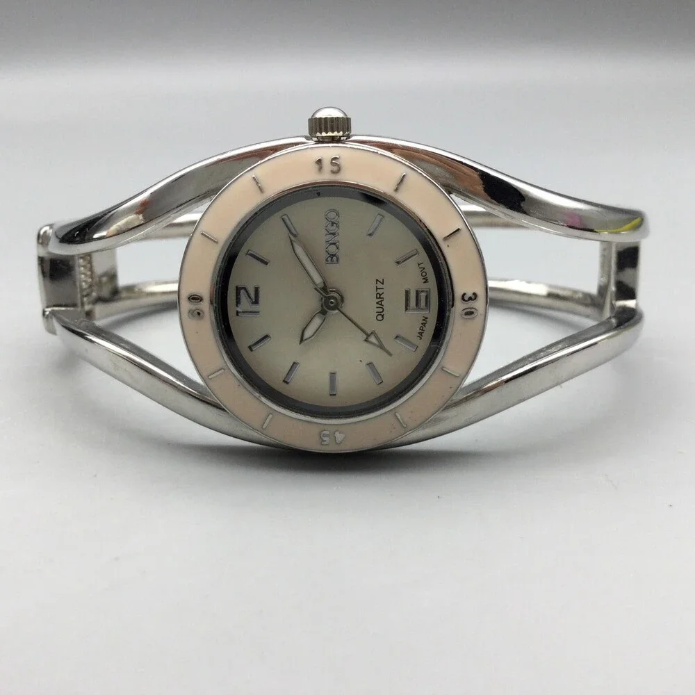 Bongo BG2150 Womens Watch 25mm Cream Dial Silver Tone Bangle Dress New Battery